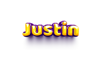 names of boys English helium balloon shiny celebration sticker 3d inflated Justin png