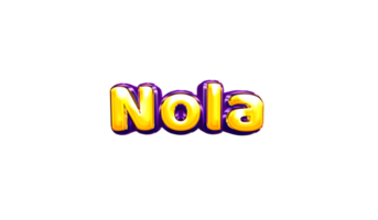 girls name sticker colorful party balloon birthday helium air shiny yellow purple cutout Nola png