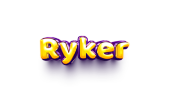 names of boy English helium balloon shiny celebration sticker 3d inflated Ryker png