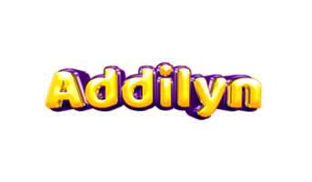 girls name sticker colorful party balloon birthday helium air shiny yellow purple cutout Addilyn png
