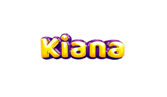 etiqueta engomada del nombre de las niñas coloridas fiesta globo cumpleaños helio aire llamativas amarillas moradas separar kiana png