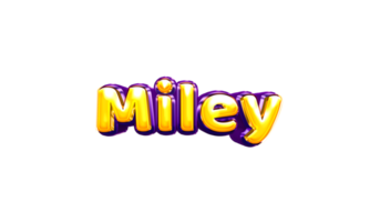 adesivo de nome de meninas colorido balão de festa aniversário hélio ar brilhante amarelo roxo recorte miley png