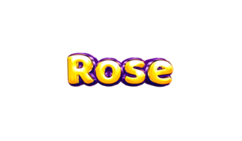 girls name sticker colorful party balloon birthday helium air shiny yellow purple cutout Rose png