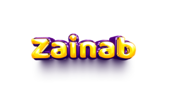names of girls English helium balloon shiny celebration sticker 3d inflated Zainab png