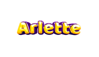 girls name sticker colorful party balloon birthday helium air shiny yellow purple cutout Arlette png