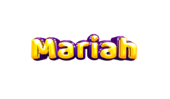 girls name sticker colorful party balloon birthday helium air shiny yellow purple cutout Mariah png