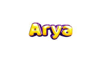 girls name sticker colorful party balloon birthday helium air shiny yellow purple cutout Arya png