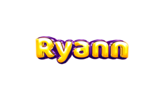 girls name sticker colorful party balloon birthday helium air shiny yellow purple cutout Ryann png