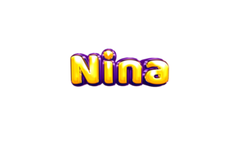 girls name sticker colorful party balloon birthday helium air shiny yellow purple cutout Nina png