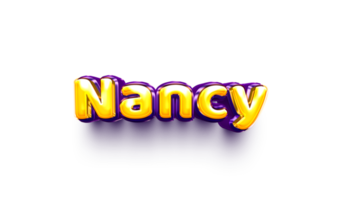 names of girls English helium balloon shiny celebration sticker 3d inflated Nancy png