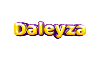 girls name sticker colorful party balloon birthday helium air shiny yellow purple cutout Daleyza png