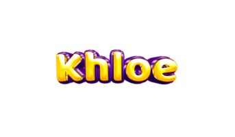 etiqueta engomada del nombre de las niñas coloridas fiesta globo cumpleaños helio aire llamativas amarillas moradas separar khloe png