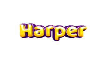 girls name sticker colorful party balloon birthday helium air shiny yellow purple cutout Harper png