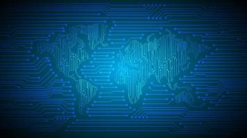 holograma de mapa del mundo moderno sobre fondo de tecnología vector