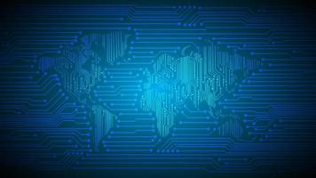 holograma de mapa del mundo moderno sobre fondo de tecnología vector