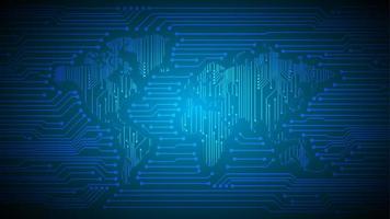 holograma de mapa del mundo moderno sobre fondo de tecnología vector