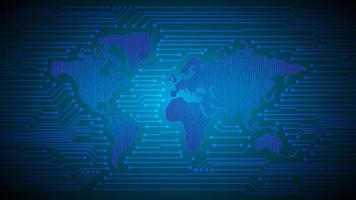 holograma de mapa del mundo moderno sobre fondo de tecnología vector