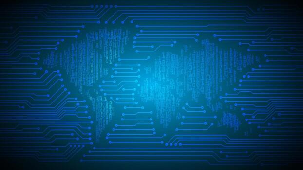 Modern World Map Holograph on Technology Background vector