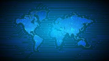 holograma de mapa del mundo moderno sobre fondo de tecnología vector