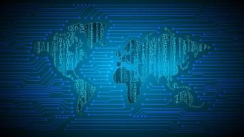 holograma de mapa del mundo moderno sobre fondo de tecnología vector