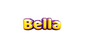 girls name sticker colorful party balloon birthday helium air shiny yellow purple cutout Bella png