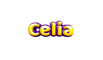 meisjes naam sticker kleurrijk partij ballon verjaardag helium lucht glimmend geel Purper uitknippen celia png