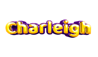 girls name sticker colorful party balloon birthday helium air shiny yellow purple cutout Charleigh png