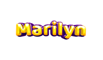 Namensaufkleber Mädchen bunt Party Ballon Geburtstag Helium Luft glänzend gelb lila Ausschnitt Marilyn png