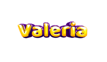 girls name sticker colorful party balloon birthday helium air shiny yellow purple cutout Valeria png