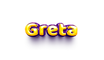 names of girls English helium balloon shiny celebration sticker 3d inflated Greta png