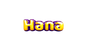 girls name sticker colorful party balloon birthday helium air shiny yellow purple cutout Hana png