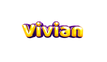 girls name sticker colorful party balloon birthday helium air shiny yellow purple cutout Vivian png