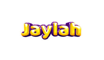 girls name sticker colorful party balloon birthday helium air shiny yellow purple cutout Jaylah png