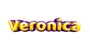 girls name sticker colorful party balloon birthday helium air shiny yellow purple cutout Veronica png