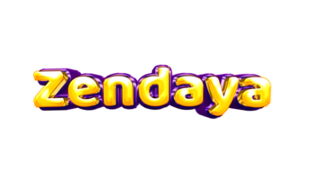 girls name sticker colorful party balloon birthday helium air shiny yellow purple cutout Zendaya png