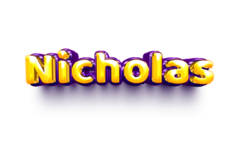 names of boy English helium balloon shiny celebration sticker 3d inflated Nicholas png