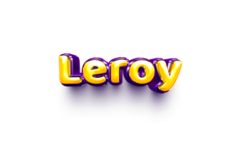 names of boys English helium balloon shiny celebration sticker 3d inflated Leroy png
