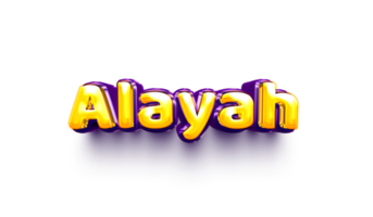 names of girls English helium balloon shiny celebration sticker 3d inflated Alayah png