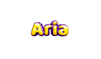 girls name sticker colorful party balloon birthday helium air shiny yellow purple cutout Aria png