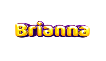 girls name sticker colorful party balloon birthday helium air shiny yellow purple cutout Brianna png