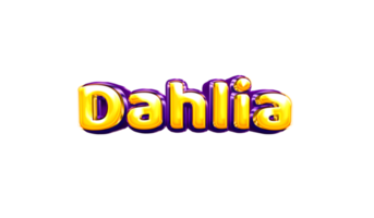 girls name sticker colorful party balloon birthday helium air shiny yellow purple cutout Dahlia png