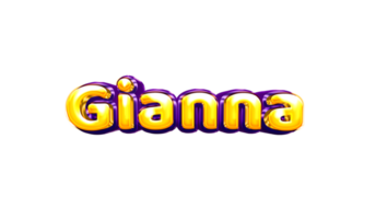 girls name sticker colorful party balloon birthday helium air shiny yellow purple cutout Gianna png