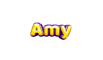 girls name sticker colorful party balloon birthday helium air shiny yellow purple cutout Amy png