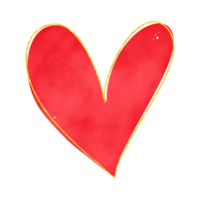 Red Watercolor Heart With Gold Glitter png