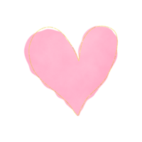 coeur aquarelle rose avec des paillettes d'or png