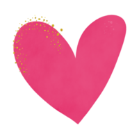 corazón de acuarela rosa con brillo dorado png