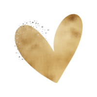 corazón dorado con brillo plateado png