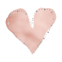 coeur luxueux en or rose avec des paillettes argentées png