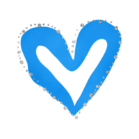 Blue Heart Watercolor With Silver Glitter png