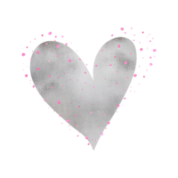 corazón de plata brillante con purpurina rosa png